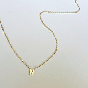 Tiny Block Single Letter Initial Necklace