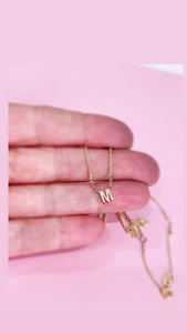 Tiny Block Single Letter Initial Necklace