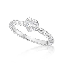 Bubble x crystal heart Stack ring