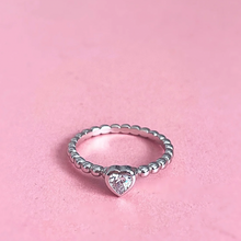 Bubble x crystal heart Stack ring