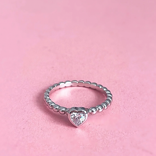 Bubble x crystal heart Stack ring