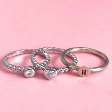 Bubble x crystal heart Stack ring