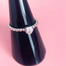 Bubble x crystal heart Stack ring