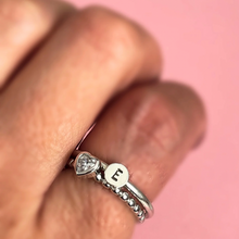 Bubble x crystal heart Stack ring