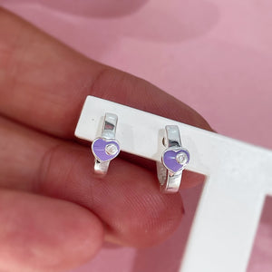 Purple heart Huggie Earrings