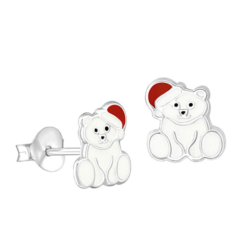 Polar Bear Christmas Stud Earrings