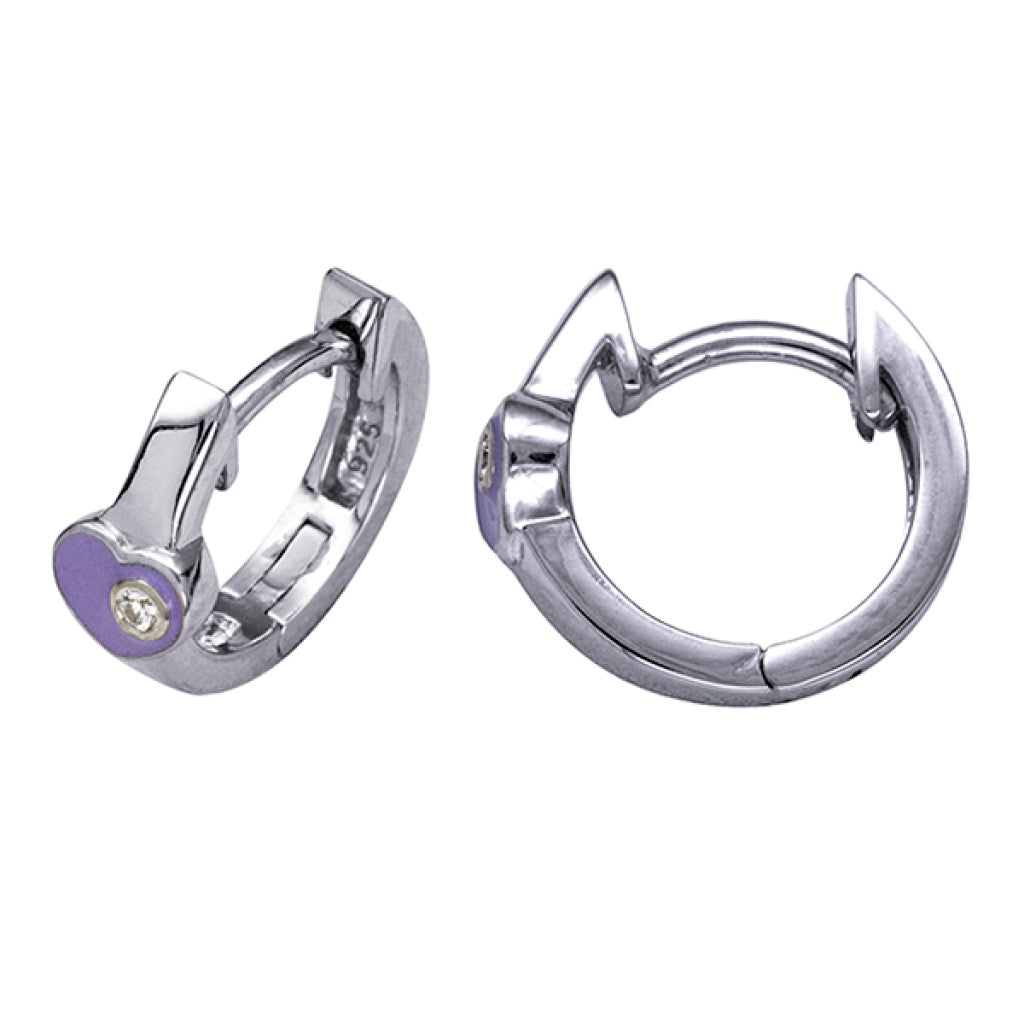 Purple heart Huggie Earrings