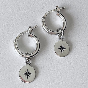 Tiny Charmed hoop earrings (silver only) 8mm
