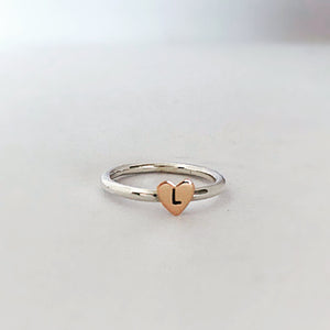Heart Initial ring with Gold Letter