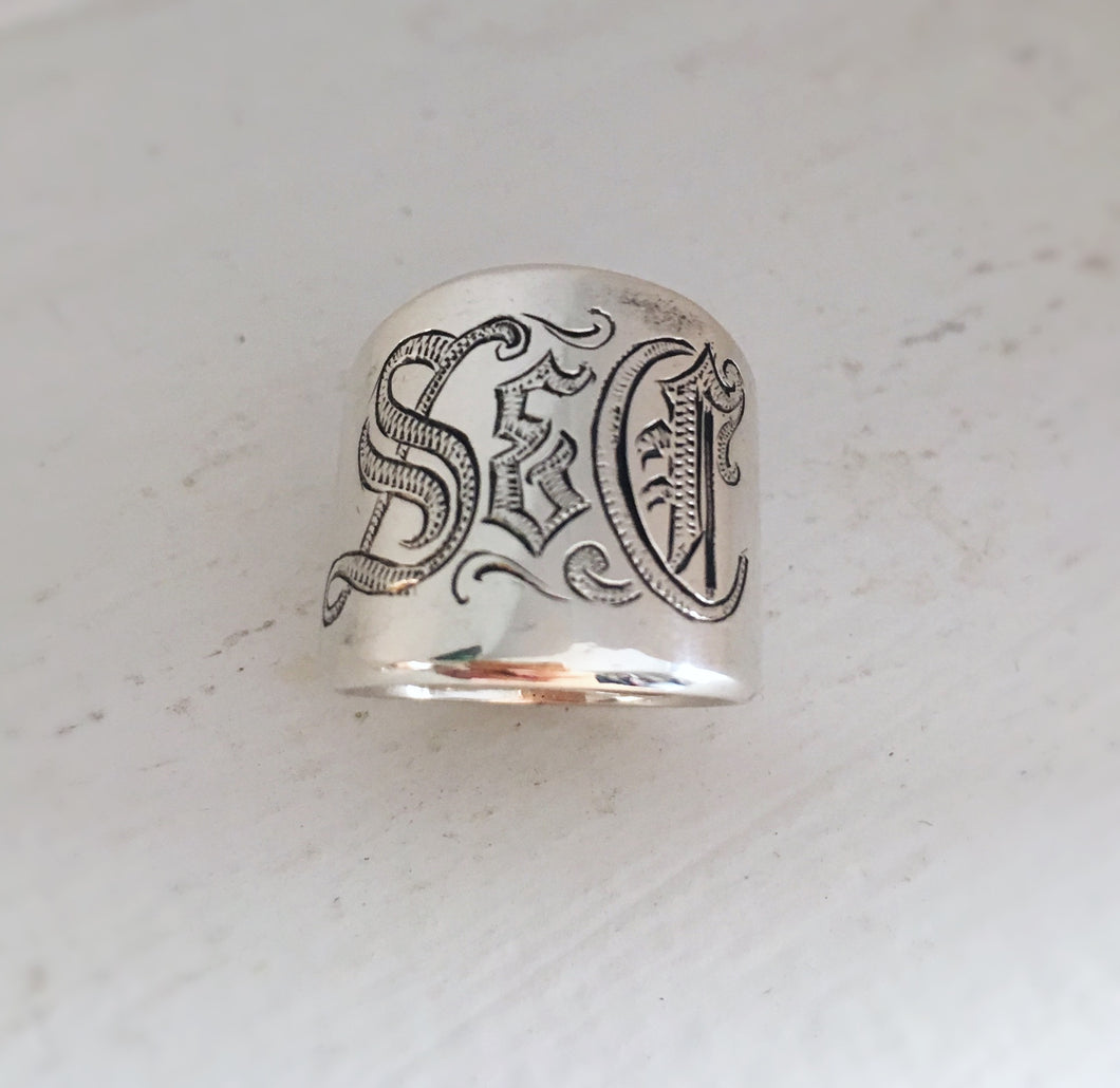 Sterling Silver Monogram Ring