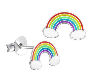 Sterling Silver Enamel Rainbow Earrings