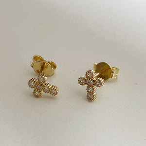 9ct Gold Mini Cross Studs